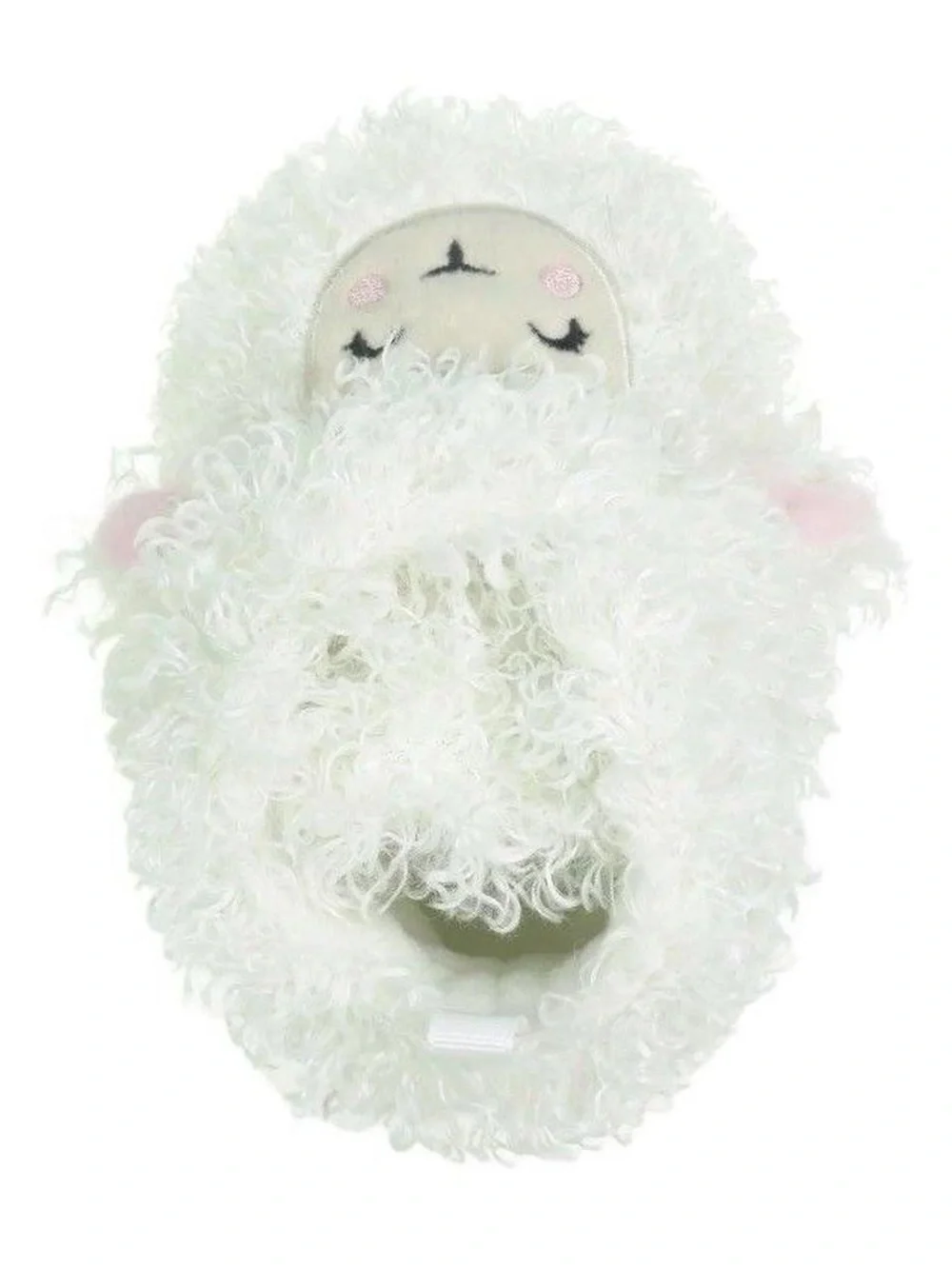 NWT Baby Girl White Plush Lamb Slippers Size 6